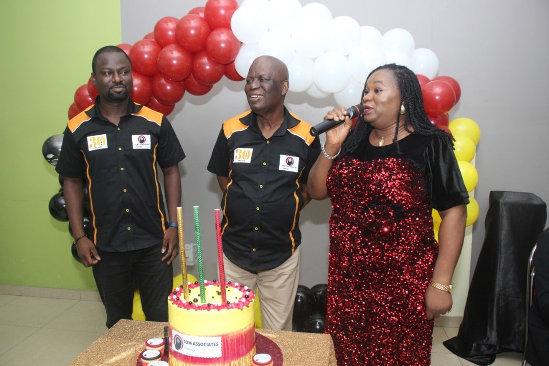 Tom Associates at 30 - Cake cutting with Mr Temitope Jegede, Mr. Abiodun Toki and Mrs Chovwe Emaniru